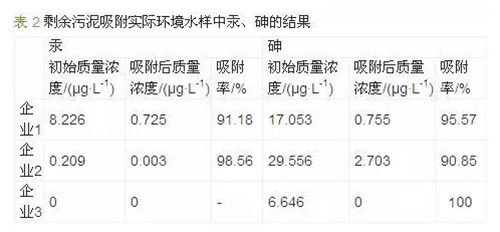 剩余污泥吸附法处理废水中汞和砷