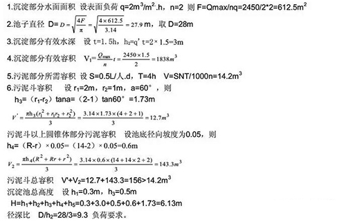 沉淀池设计计算（平流、辐流、竖流、斜板）！