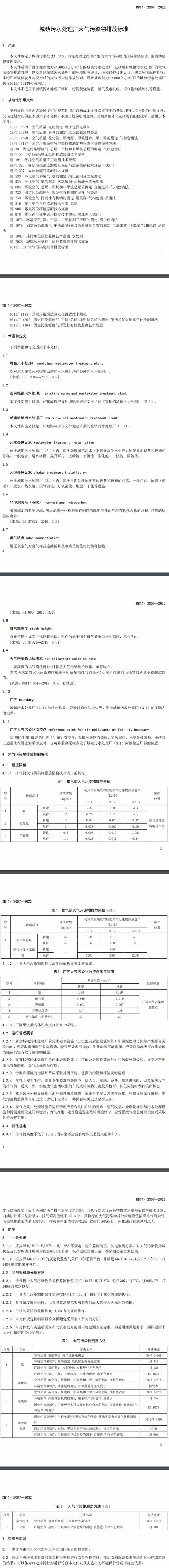 北京市《城镇污水处理厂大气污染物排放标准》将自2023年2月1日起施行！