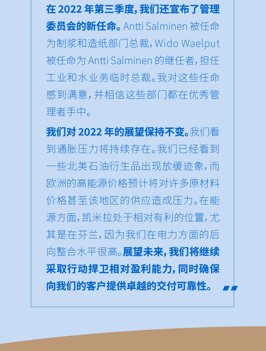 凯米拉公布2022年1-9月业绩报告