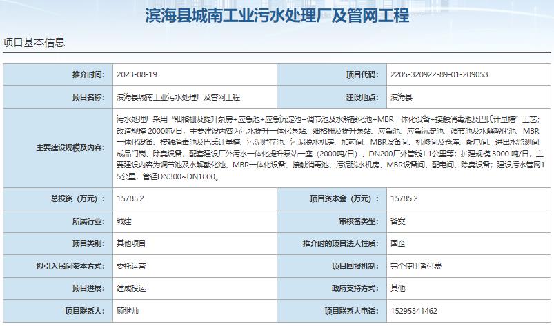 国家发展改革委集中推介污水处理项目汇总