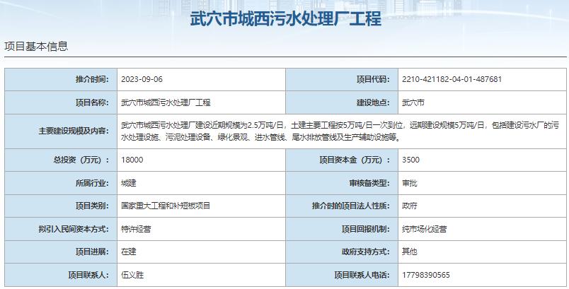 国家发展改革委集中推介污水处理项目汇总