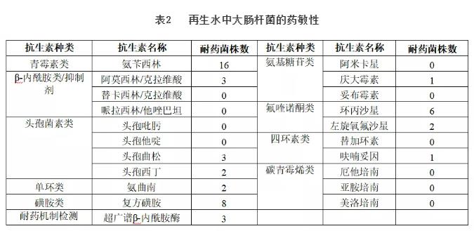 污水厂再生水中耐氯大肠杆菌筛查及细菌耐药性分析