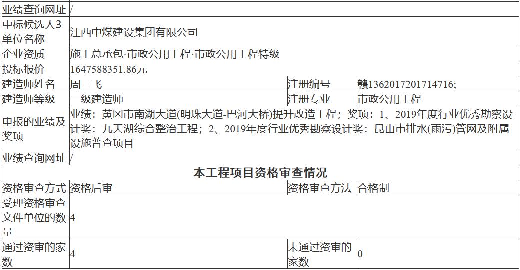 报价16.48亿元 南昌市新建区污水处理厂网一体化项目设计、采购、施工（EPC）总承包项目中标候选人公示