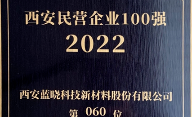 蓝晓科技连续多年喜获西安民营企业100强