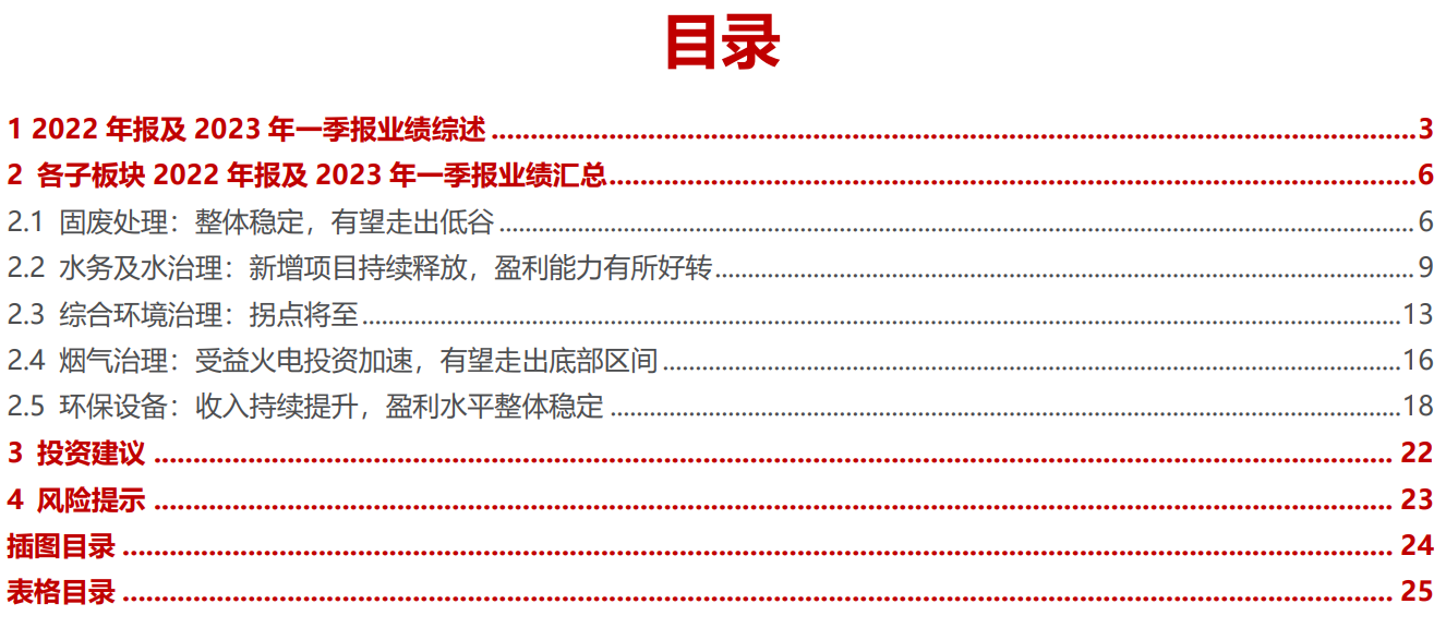 环保行业2022年年报及2023年一季报业绩综述：水务、设备稳步增长，固废、烟气有望走出低谷