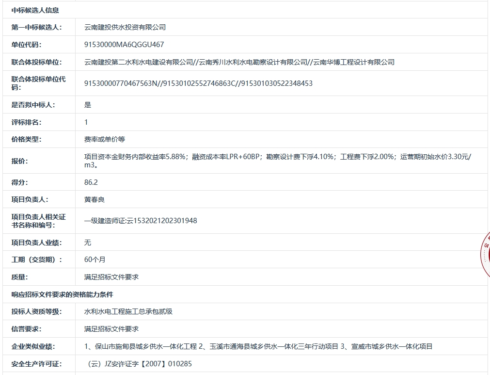 7亿！云南勐海县城乡供水一体化建设项目（投资人+EPC+特许经营）开标